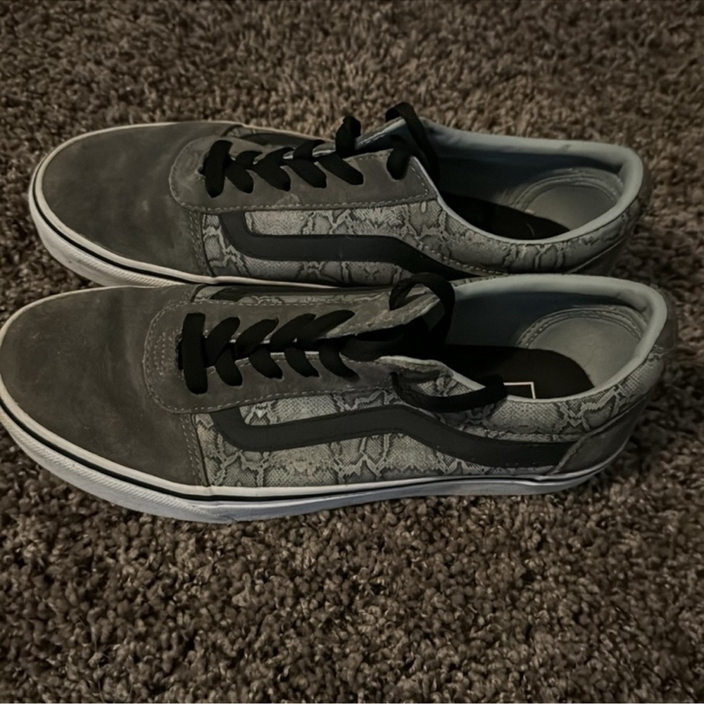 Grey snake skin vans